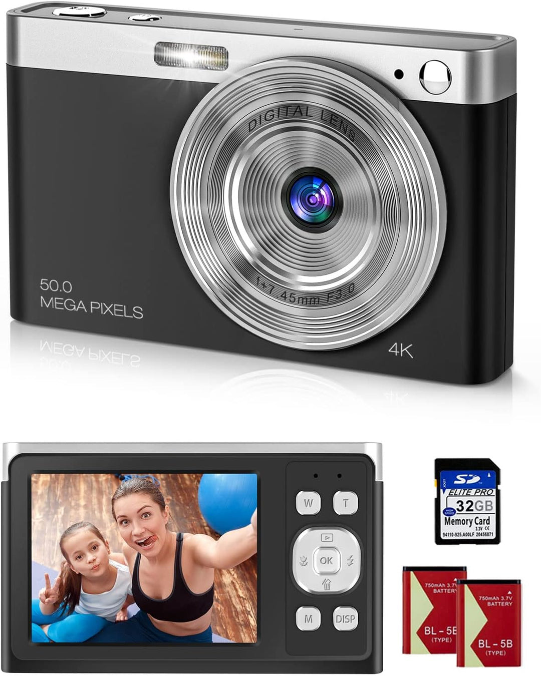 Y-YOPZI 4K Ultra HD Mini-Videokamera 50 MP 2, 88-Zoll-LCD-wiederaufladbare Studenten-Kompaktkamera m
