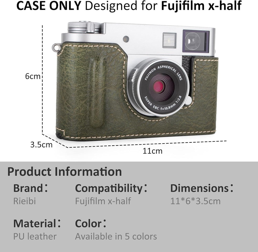Rieibi x-Half/X-HF1 Case PU Leder Kameratasche für Fujifilm X Half Mirrorless Kamera Schutzhülle mit