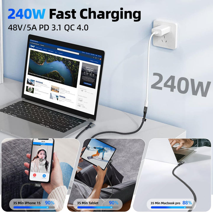 CAKOBLE USB C Kabel auf USB C 2M,USB 3.2 Gen2 Typ C ladekabel,20 Gbps Datenübertragung,240W 48V/5A S