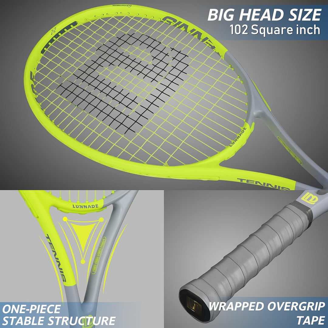 LUNNADE Tennisschläger für Erwachsene, 27 Zoll Leicht Tennisschläger mit Hülle, Geeignet für Damen H