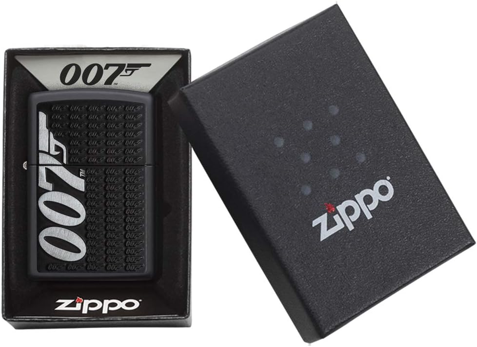 Zippo, James Bond-Feuerzeug, offizielles Lizenzprodukt, windsicher, langlebig M Schwarz, matt