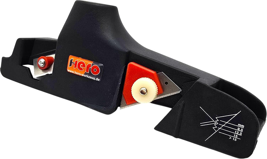 HERO Kantenhobel Rigipshobel Handhobel Fasenhobel 2 justierbare Klingen Plattenhobel Blockhobel Sims