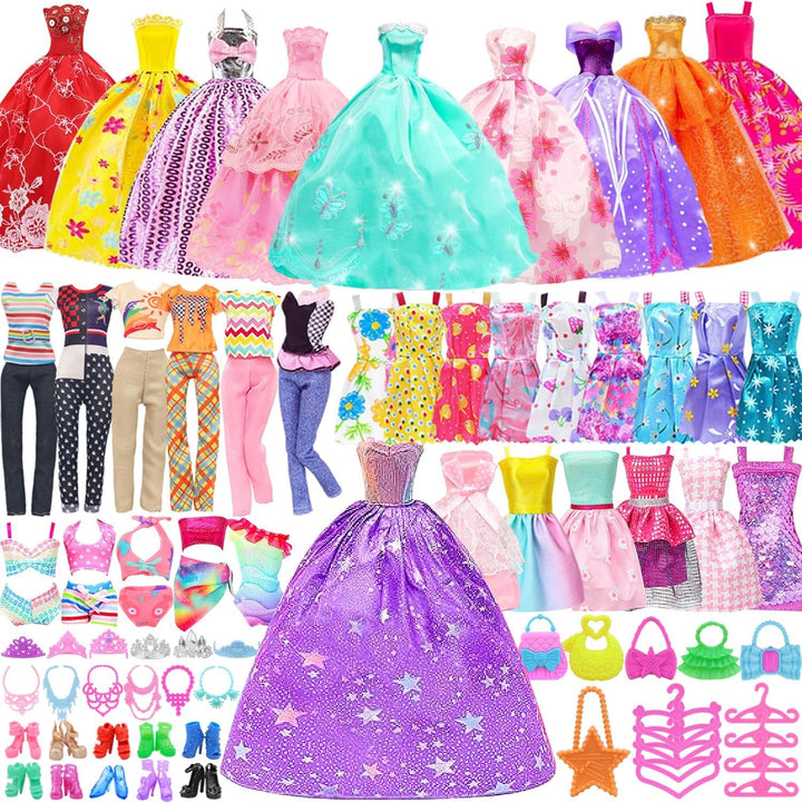 101 Teile Puppenkleidung Set Puppenzubehör für 11,5 Zoll (29 cm) Puppen mit Hochzeitskleider, Abendk
