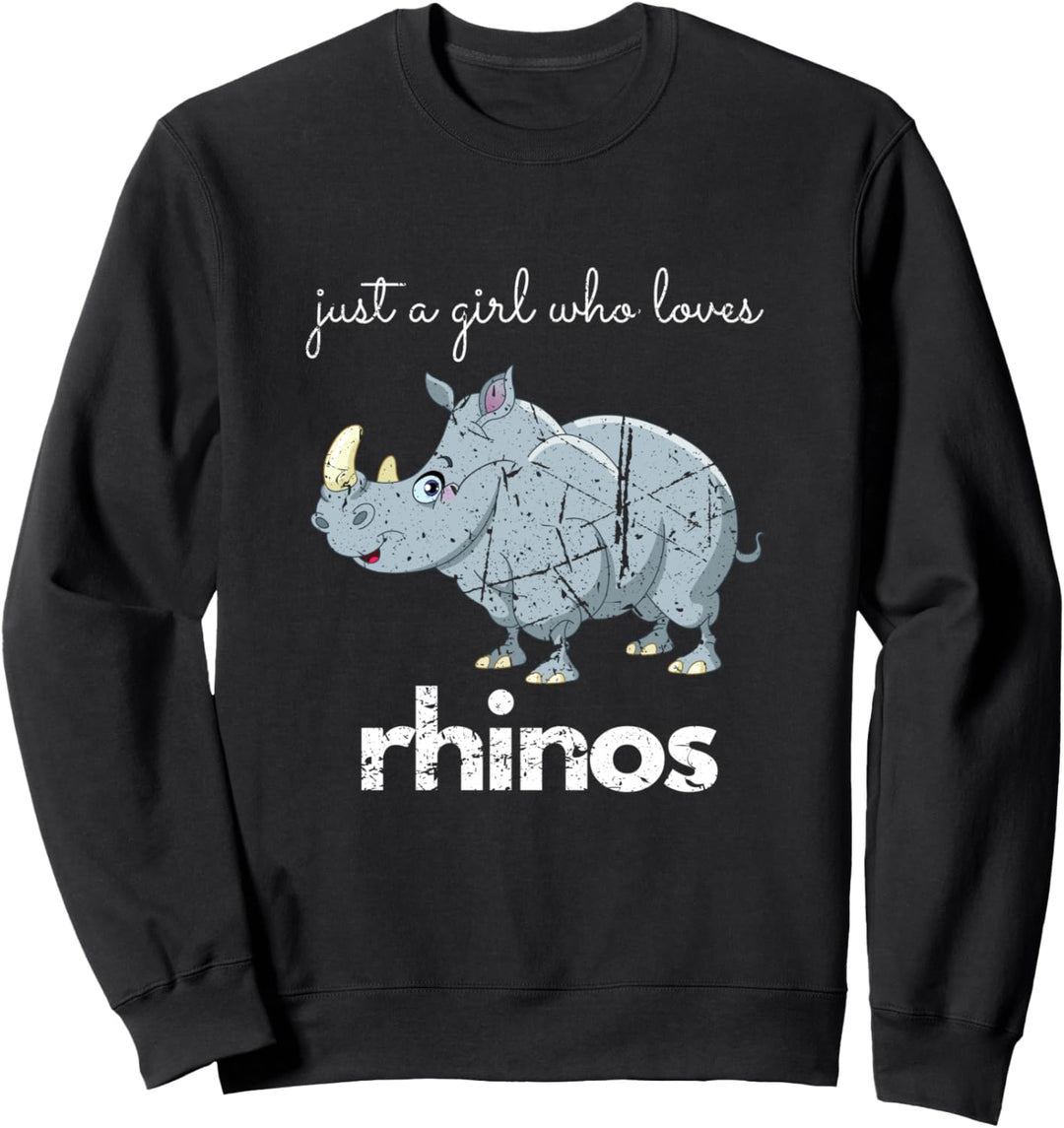 Rhinoceros Distressed Design Girl, das Nashorn Tier liebt Sweatshirt