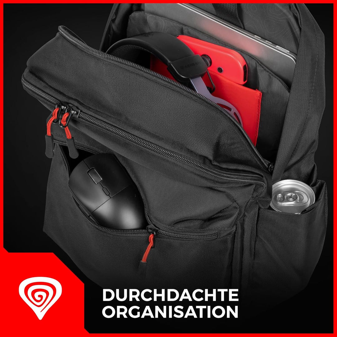Genesis Gaming-Laptoptasche Pallad für Laptops, 14,1 bis zu 17,3 Zoll, Laptopfach, Rucksack für Uni