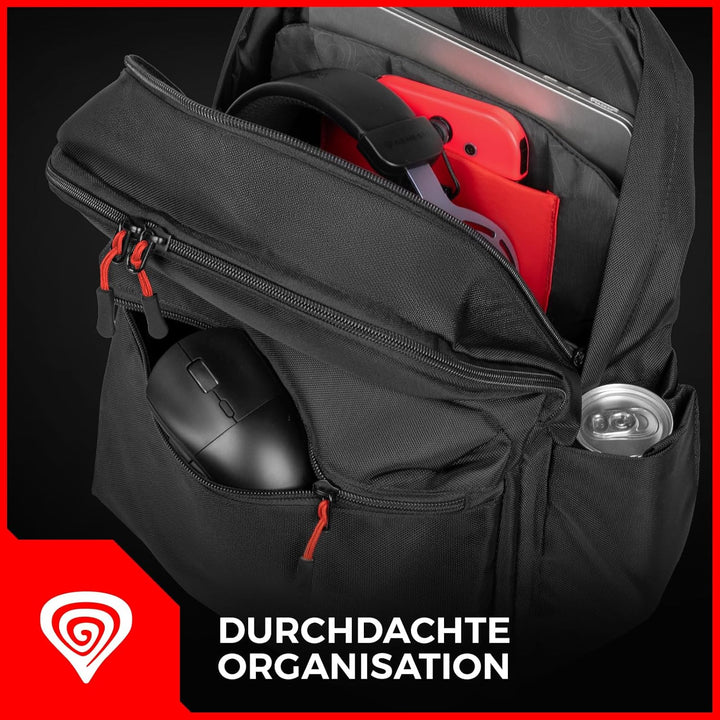 Genesis Gaming-Laptoptasche Pallad für Laptops, 14,1 bis zu 17,3 Zoll, Laptopfach, Rucksack für Uni