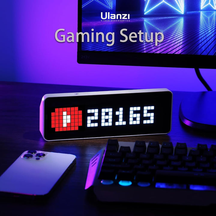 ULANZI TC001 Smart Pixel Clock, Social Media Counter, Digitaler Wecker mit Wetter, AWTRIX Simulator,