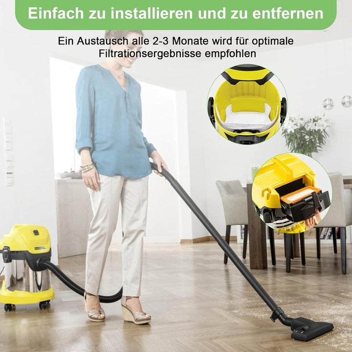 Staubsaugerbeutel-Filterset für Kärcher WD4 WD5 WD6 MV4 MV5 MV6 WD5P WD6P Premium, 8 Beutel ersetzen