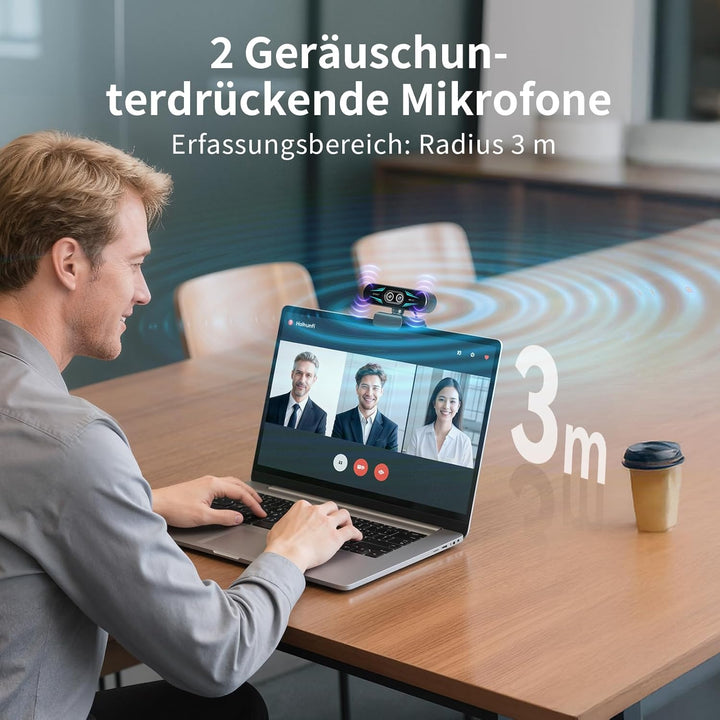 EMEET C60E Dual-Kamera-4K-Webcam für Streaming, Weitwinkel- und Teleobjektiv, bis zu 11-facher Hybri