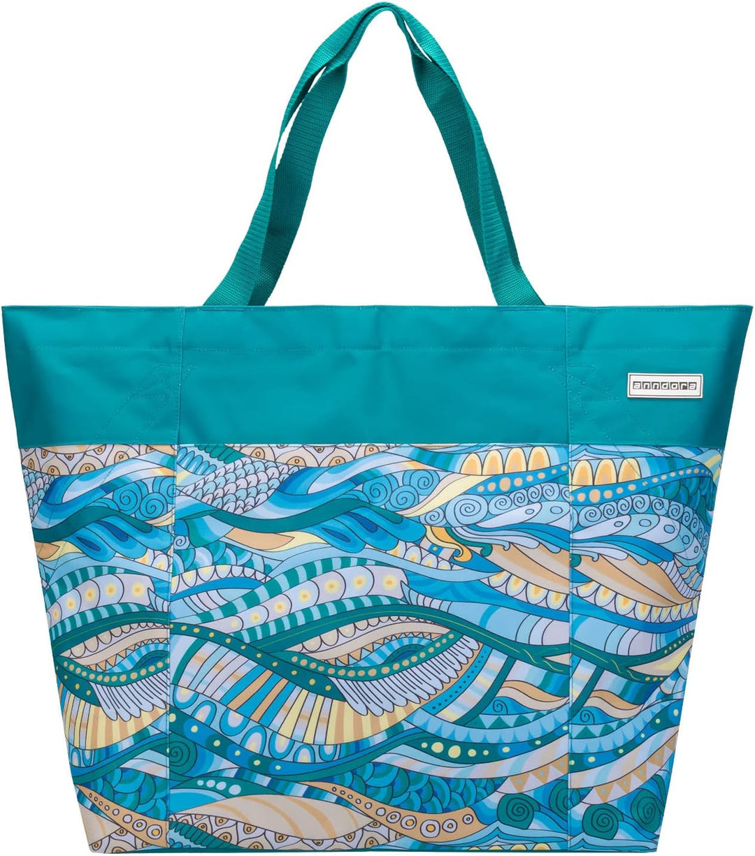 anndora XXL Shopper OCEAN - Strandtasche 40 Liter Schultertasche Einkaufstasche türkis gemustert Oce