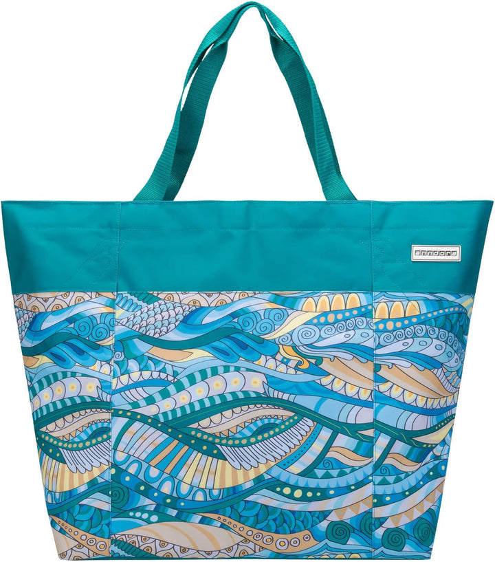 anndora XXL Shopper OCEAN - Strandtasche 40 Liter Schultertasche Einkaufstasche türkis gemustert Oce