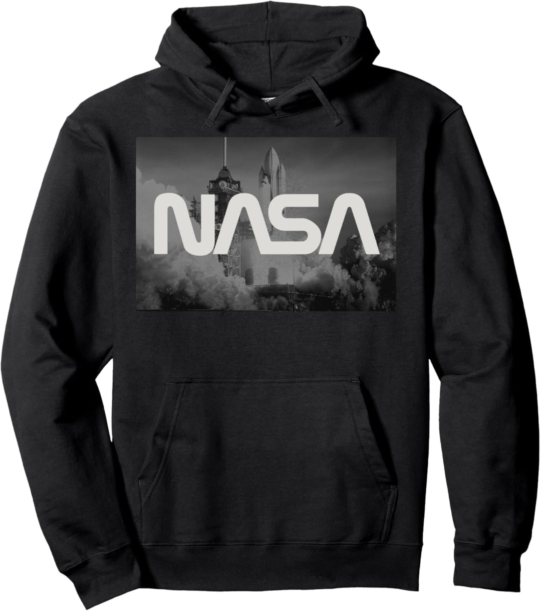 NASA Gray & White Panel Logo Pullover Hoodie