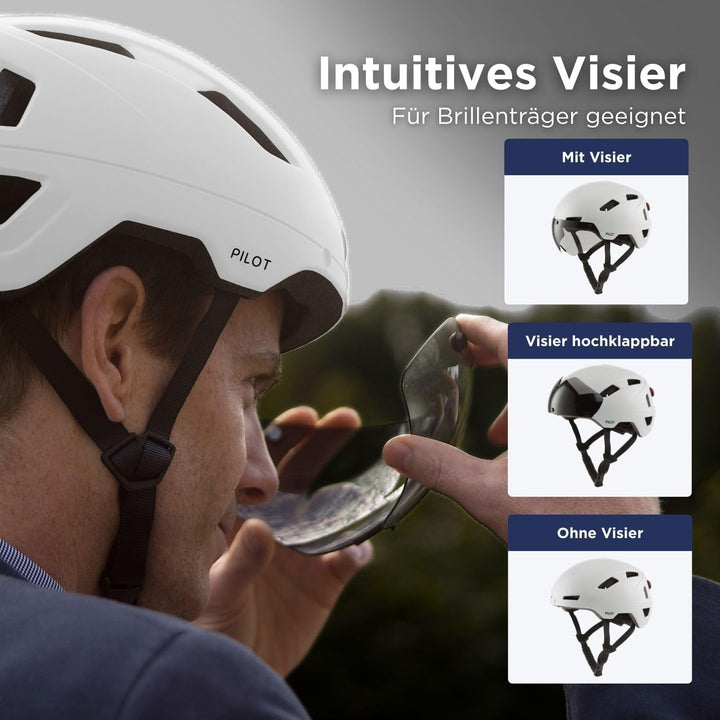 GOOFF Pilot S-Pedelec Helm - Schutz für schnelle E-Bike Fahrten – Fahrradhelm mit Visier und Licht –