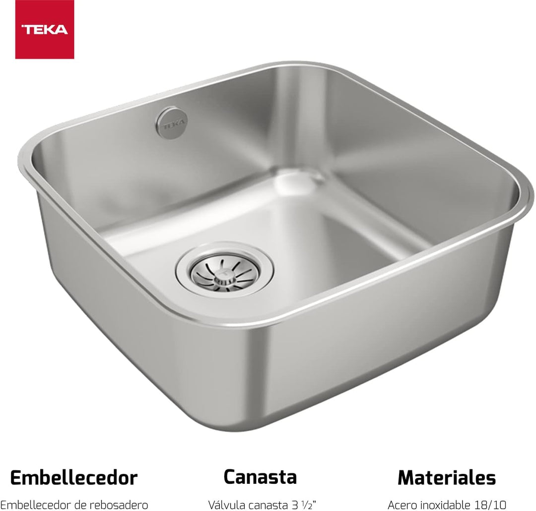 Teka BE 40.40 1C - Unterbauspüle, 1 Spüle unter der Arbeitsplatte, Küchenspüle 50 cm, Edelstahlspüle