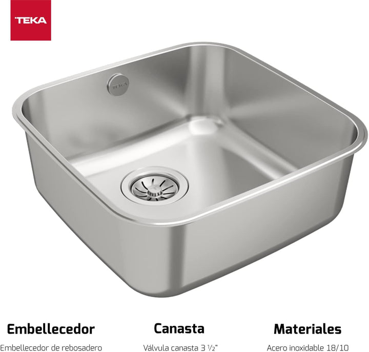 Teka BE 40.40 1C - Unterbauspüle, 1 Spüle unter der Arbeitsplatte, Küchenspüle 50 cm, Edelstahlspüle