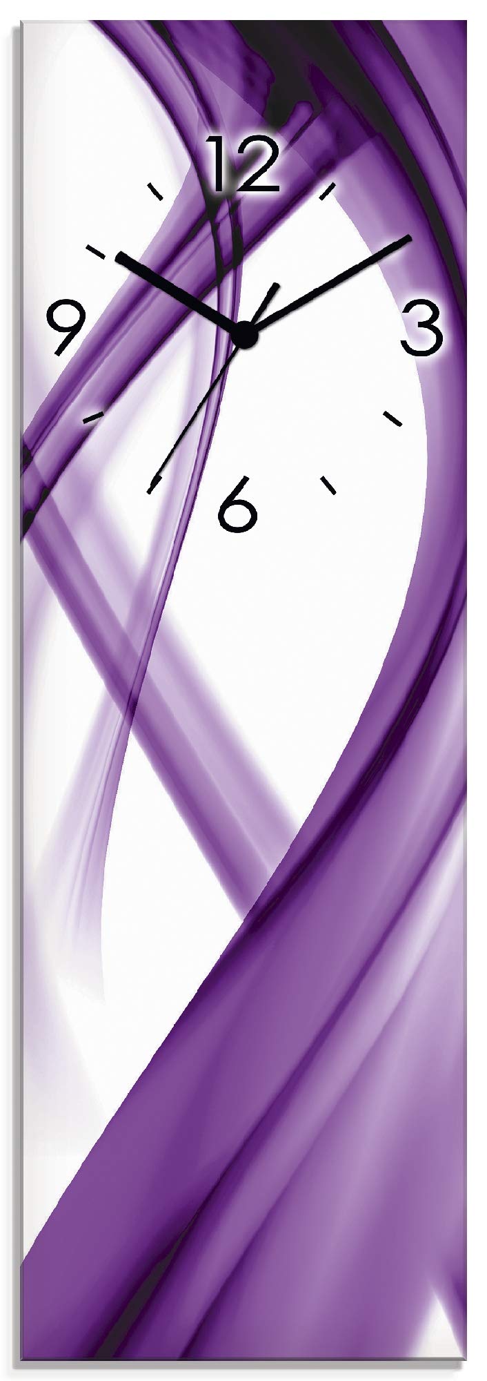 ARTLAND Wanduhr ohne Tickgeräusche Glas Funkuhr 20x60 cm Rechteckig Lautlos Design Abstrakt Kunst Bu