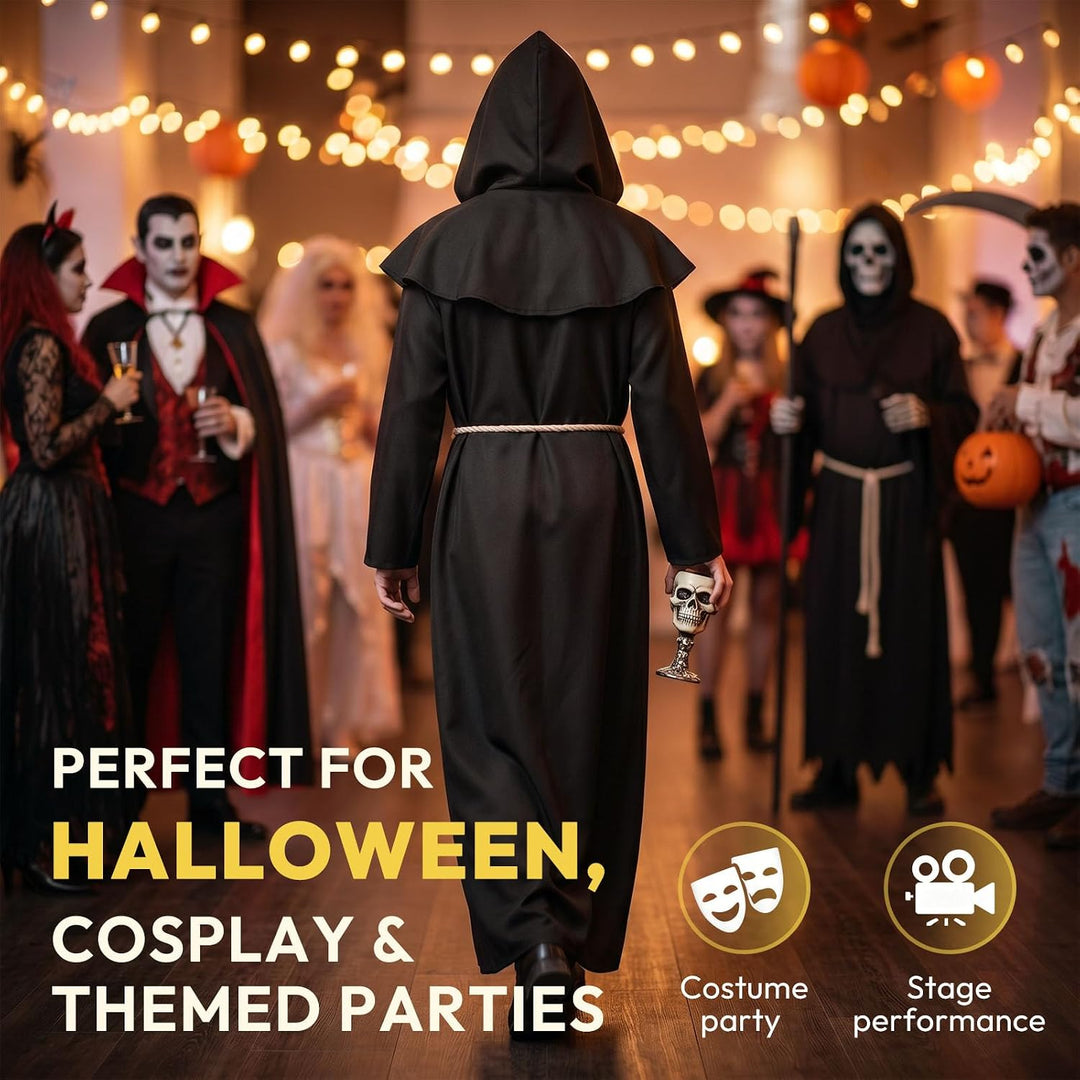 KONVINIT Mönch Robe Kostüm Männer Prister Gewand Kostüm Mittelalterliche Robe mit Kapuze Halloween K