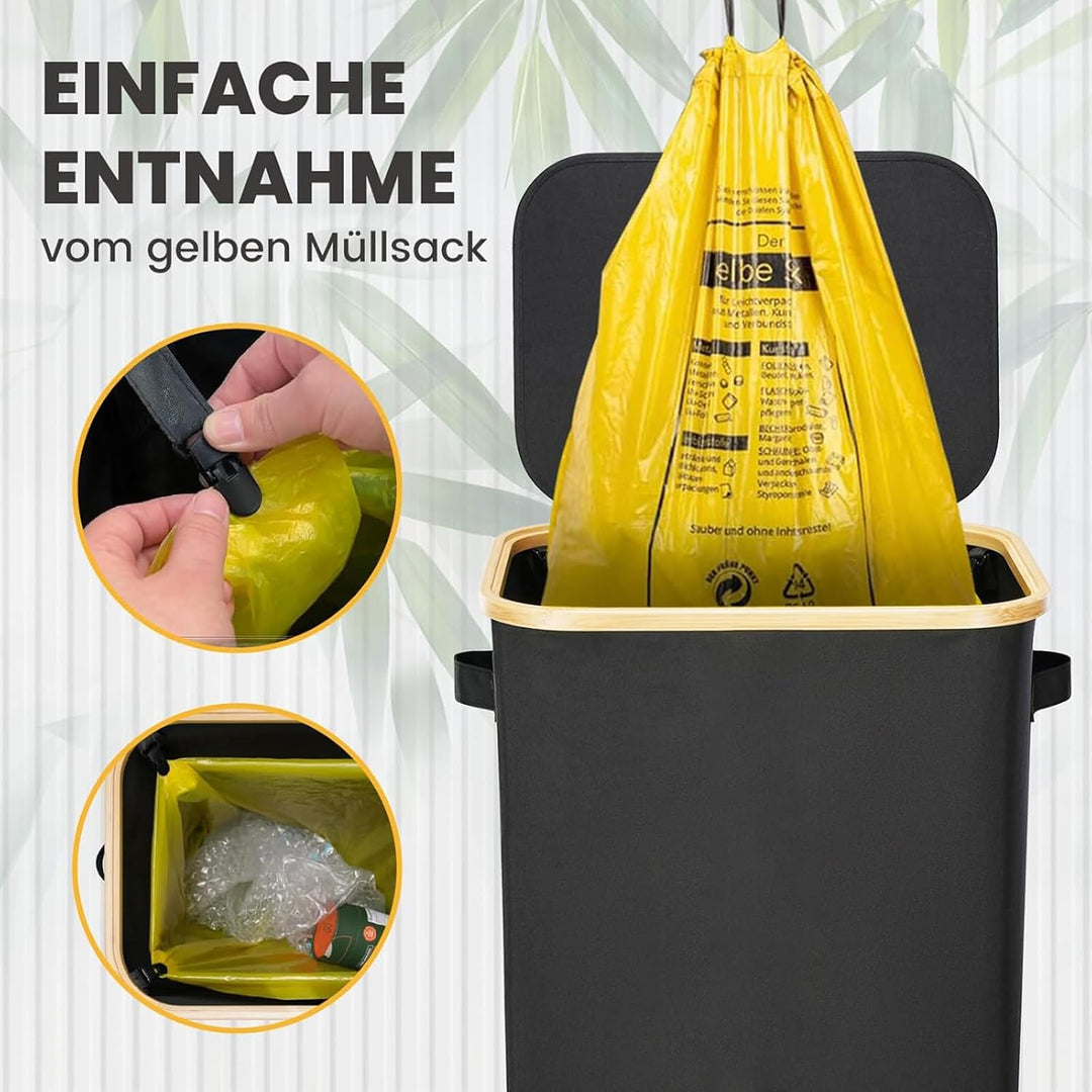 100L Gelber Sack Ständer mit Deckel, Visualisierung Mülleimer Gelber Sack, Stabiler Ständer Ggelber
