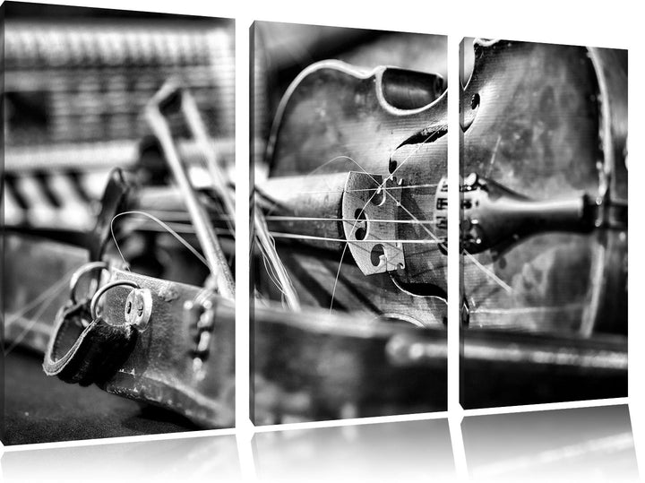 Pixxprint Alte Violine als Leinwandbild/Grösse: 3 Teilig (120x80 cm) cm/Wandbild/Kunstdruck/fertig b
