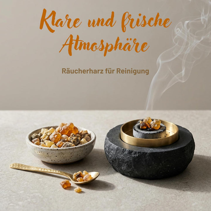 Premium Räucherwerk Set (Weihrauch, Myrrhe, Copal, Benzoe) 5-teilig zum Räuchern und Verbrennen, je