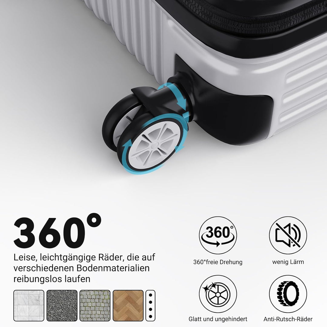 Generisch Handgepäck Koffer Organizer Set 3-TLG, Reisekoffer Set mit Gepäckwaage, 4 Rollen und TSA S