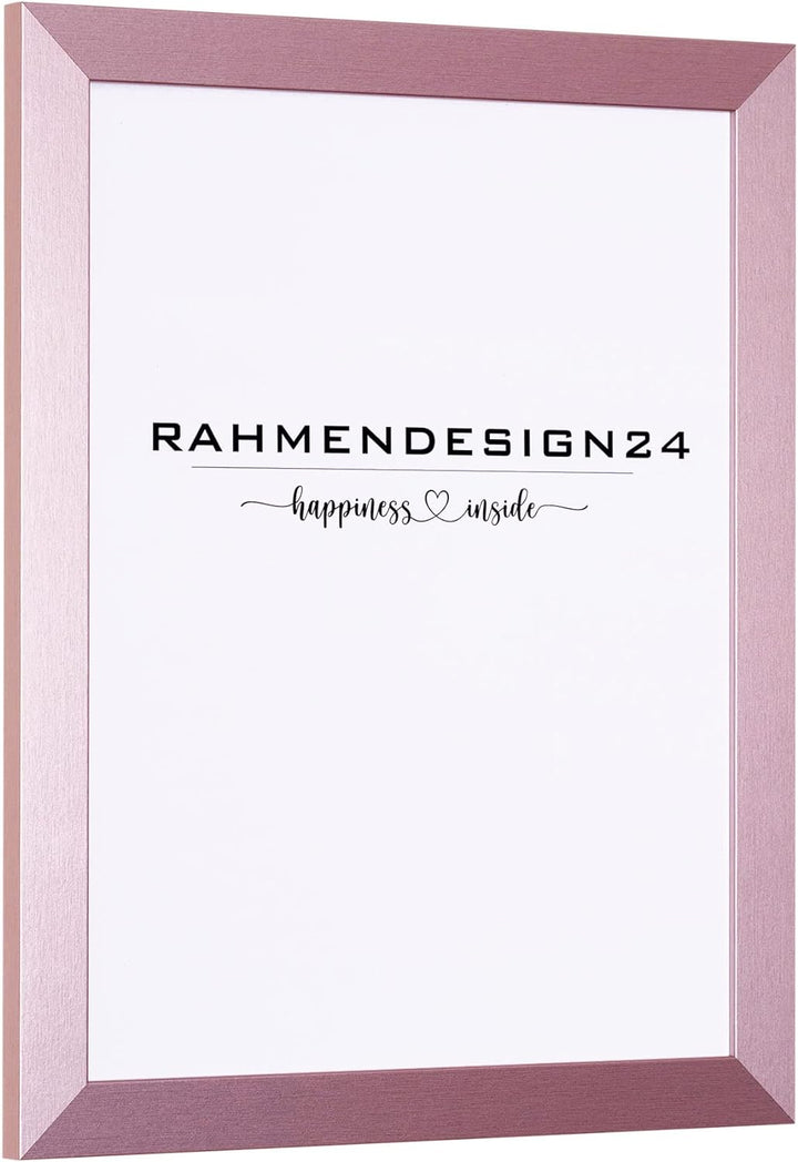Rahmendesign24 Bilderrahmen Milano 60x90 Roségold Fotorahmen, Wechselrahmen, Posterrahmen, Puzzlerah