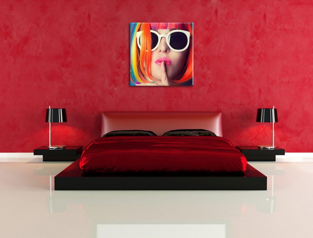 Pixxprint Frau mit Haaren als Leinwandbild/Grösse: 70x70 cm/Wandbild/Kunstdruck/fertig bespannt, 70x