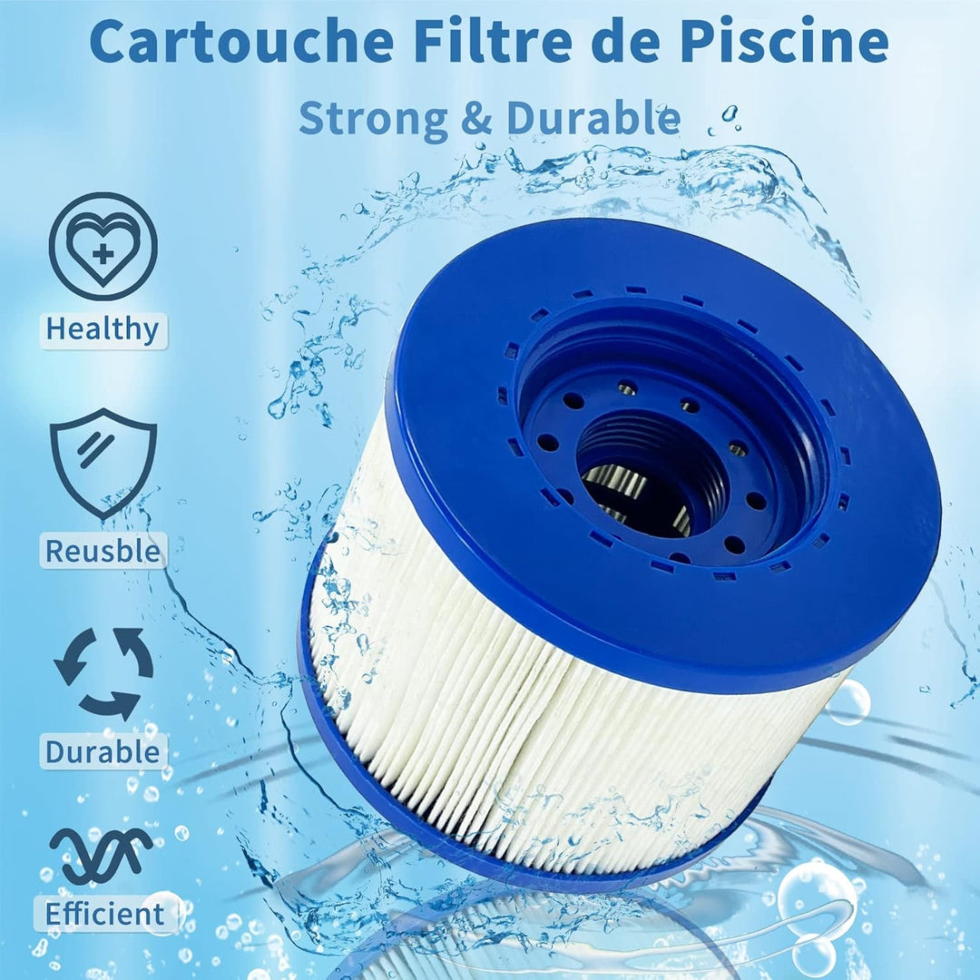 JEFFEL Infinite Spa Filter zum Schrauben, für Spa Ersatz Hot Tub, aufblasbar, ohne Schrauben, 60 mm,