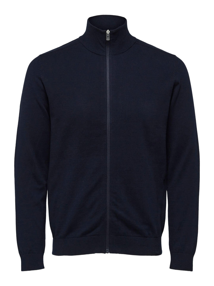 Herren Selected Basic Strickjacke | Einfarbiger Baumwolle Cardigan | SLHBERG Zip Longsleeve Sweatshi