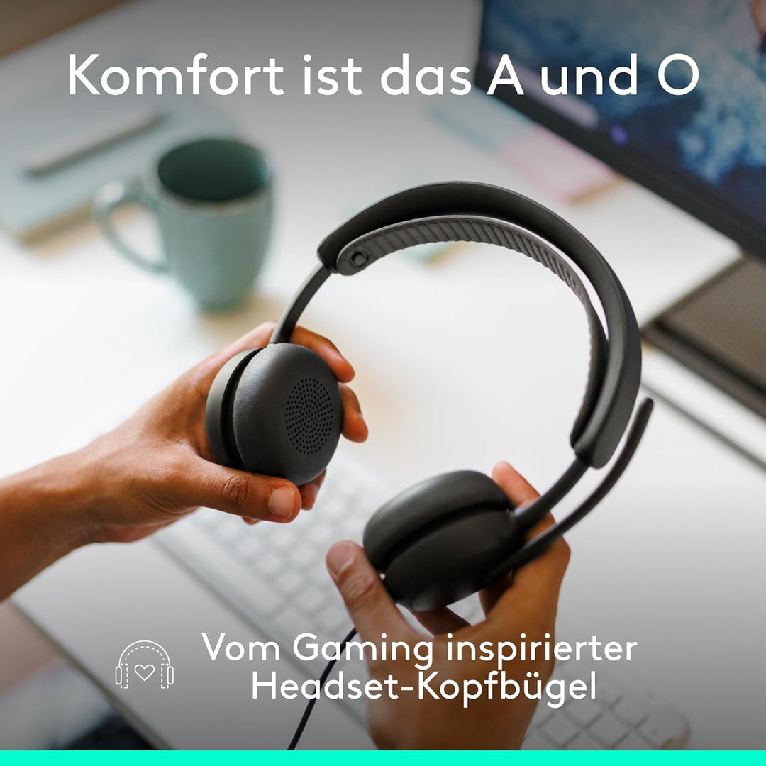 Logitech Zone Wired 2 – Headset mit Geräuschunterdrückung und Adaptive Hybrid-ANC, USB-C mit USB-A-A
