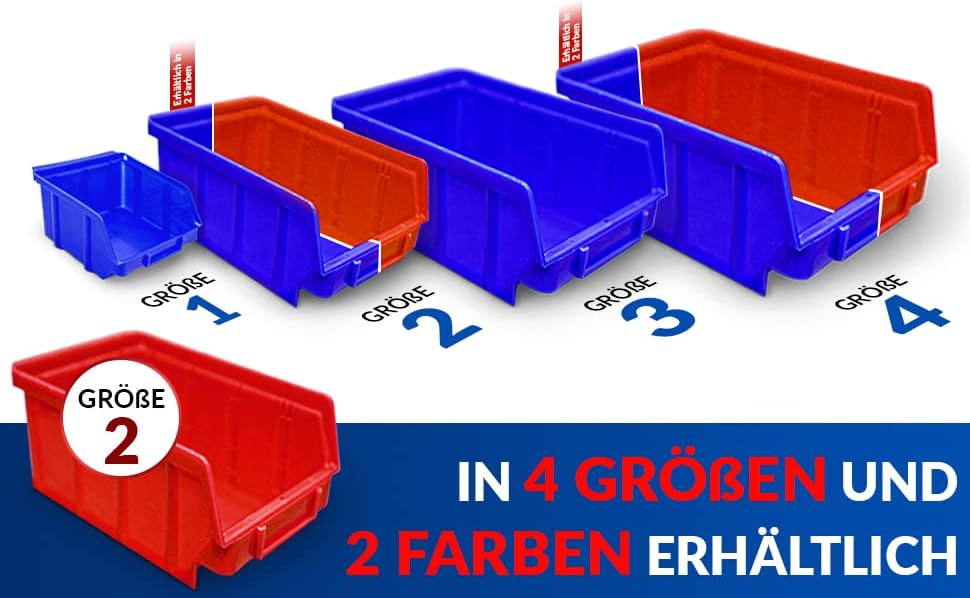 80x Stapelboxen Blau Grösse 2 stapelbar blaue Sichtbox (LxBxH) 175x103x76mm Regalbox Lagerbox Sichtl