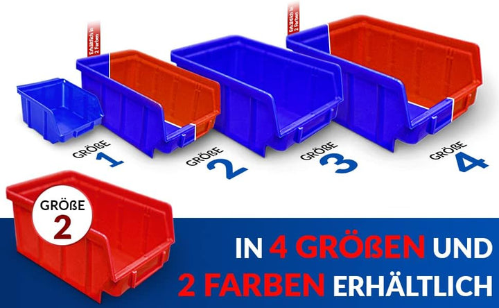 80x Stapelboxen Blau Grösse 2 stapelbar blaue Sichtbox (LxBxH) 175x103x76mm Regalbox Lagerbox Sichtl