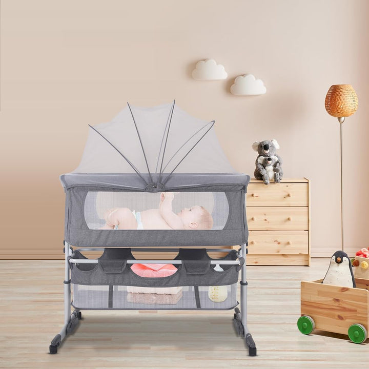 3 in 1 Babybett 5 Fach Höhenverstellung und Neigungsverstellung mit Bremse Stubenwagen Beistellbett