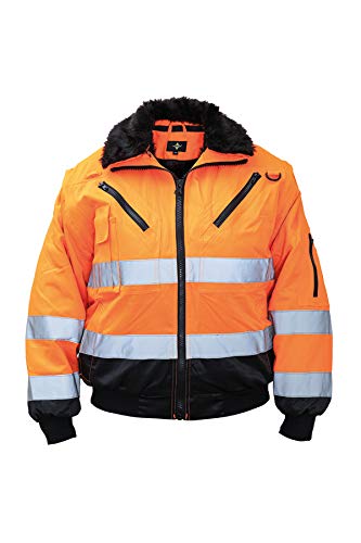 Korntex Hi-Vis Pilotenjacke Arbeitsjacke Wasserdicht Winddicht Orange - M Orange M, Orange M