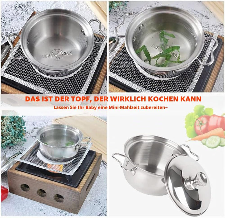 Edelstahl Pretending Cooking Utensils Kochgeschirr Set, Mini Play Kitchen Zubehör, Spielen Töpfe und