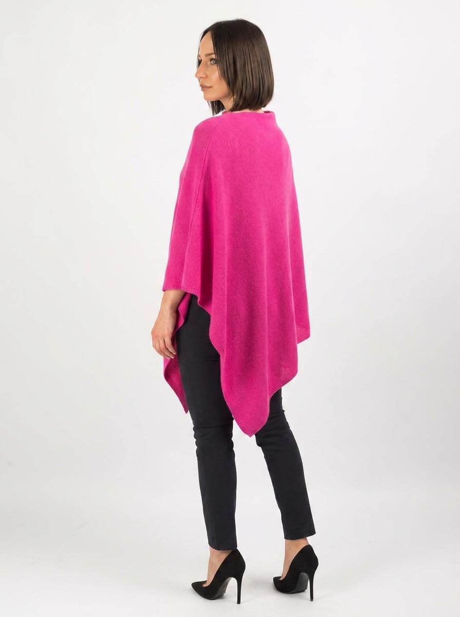 Dalle Piane Cashmere - Poncho aus 100% Kaschmir - Made in Italy - für Frau Einheitsgrösse Fuxia, Ein