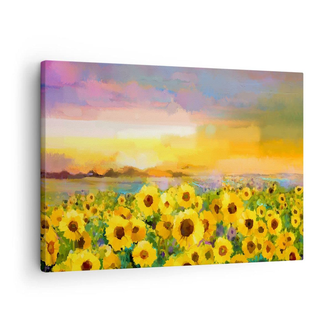 Bilder auf Leinwand Sonnenblumen Blume Leinwandbild mit Rahmen 70x50cm Wandbilder Dekoration Wohnzim