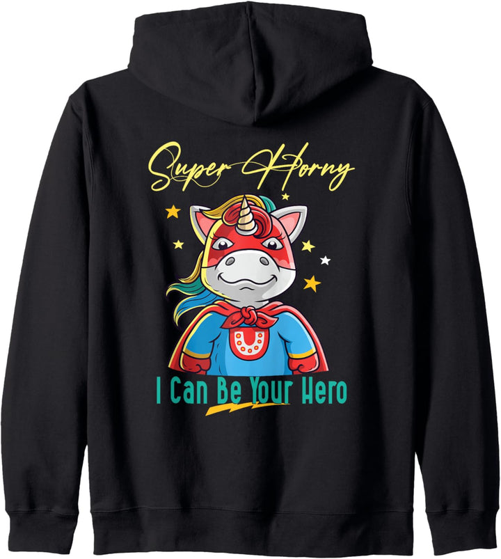 Einhörner Wortspiel Erwachsenen Kostüm Super Horny Einhorn Kapuzenjacke