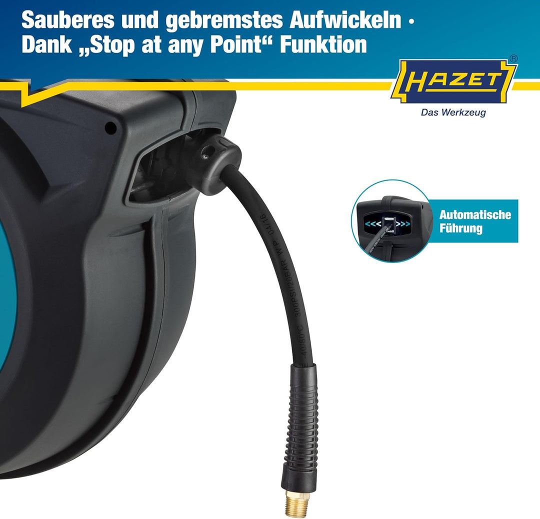HAZET Schlauchtrommel 9040N-13 | Schlauch-Länge 15 m, Innendurchmesser: 13 mm, Druck: 20 bar für Dru