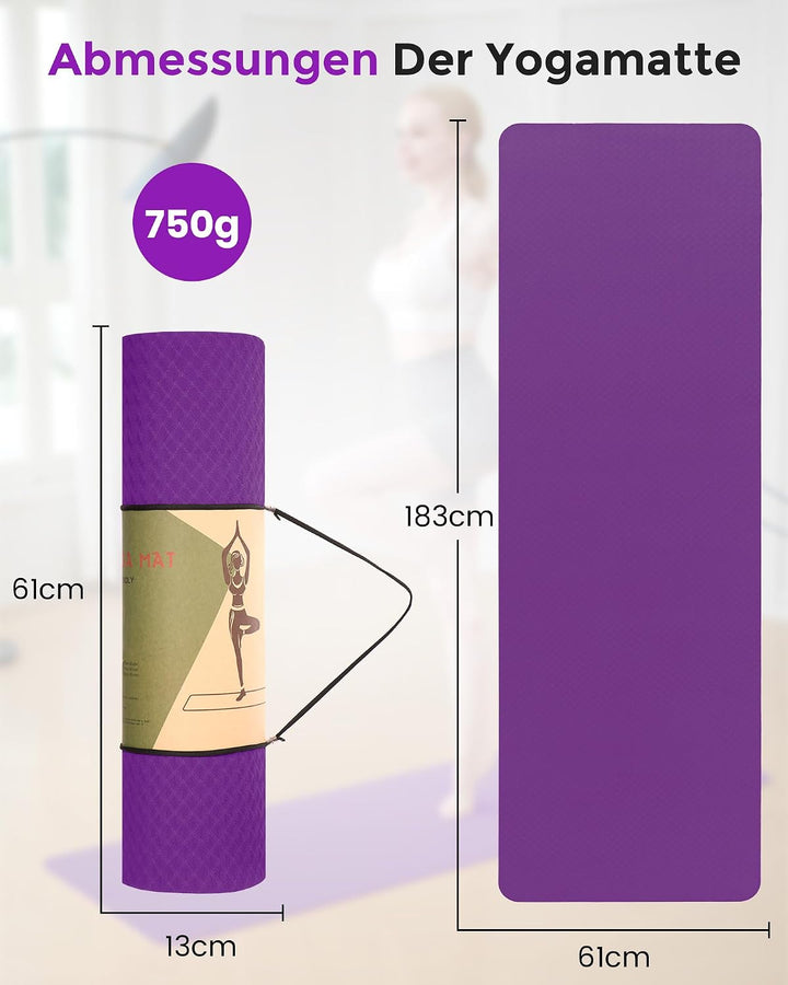 Narwhal Yogamatte Rutschfest Fitnessmatte Umweltfreundliche TPE Sportmatte mit Tragegurt Gymnastikma