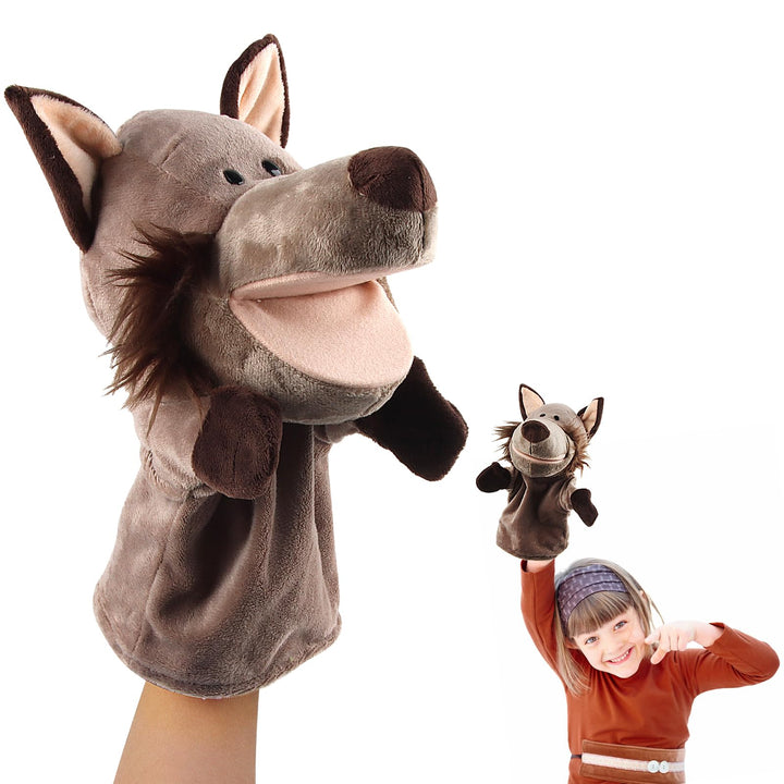 ACTOYS Handpuppe Wolf, Handpuppen für Erwachsene Hände, für Geschenke, Puppentheater (Grauer Wolf),