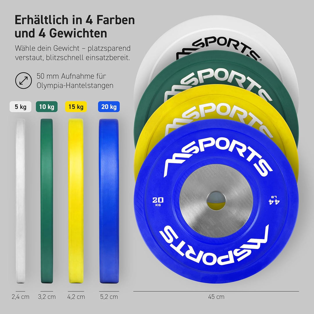 MSPORTS Olympia Hantelscheiben 2er Set Professional Lochdurchmesser 51 mm - Studio Qualität - Gussei