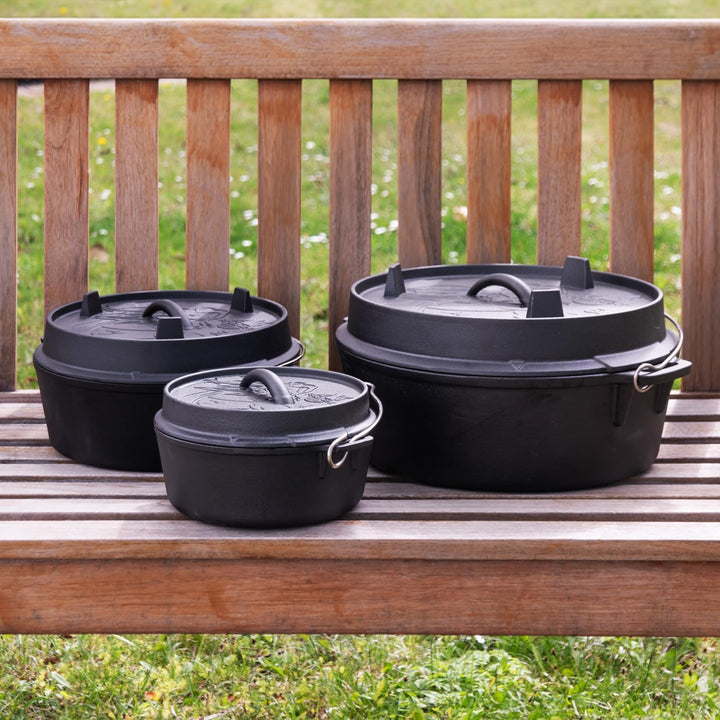 Dutch Oven Gusseisen 1,5 Liter ohne Füsse – Schmortopf, Bräter mit Deckel für Grill, Lagerfeuer, BBQ