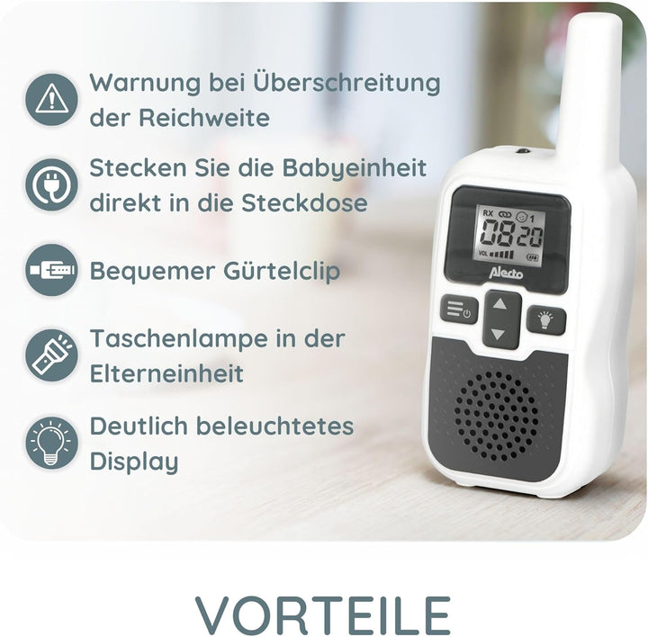 Alecto Baby DBX-80 - Babyphone mit Reichweite von bis zu 3.000 Metern - Weiss/Anthrazit
