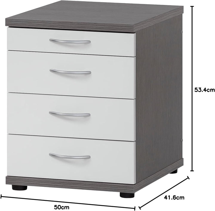 Möbelpartner Bürocontainer, Holzwerkstoff, esche grau Dekor/weiss matt, 41,6 x 50 x 53,4 cm Esche Gr