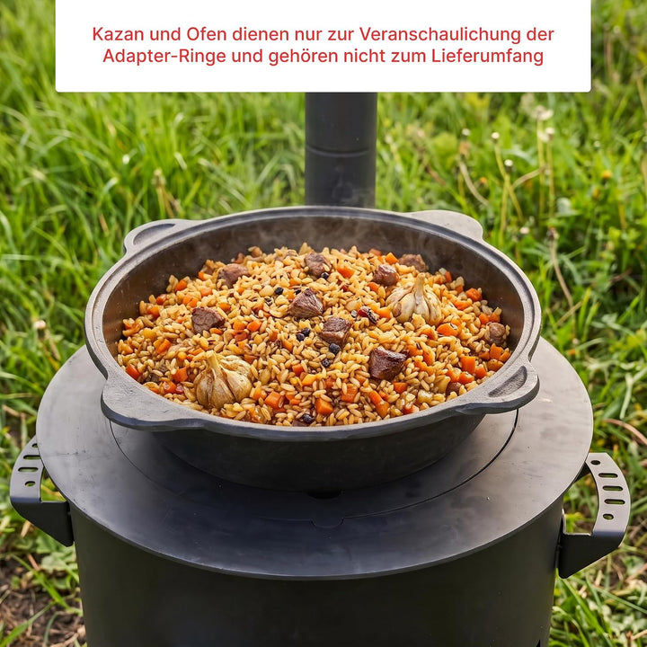 4BIG.fun Adapter - Ringe für Eintopfofen 48-52 cm Utschak Herdplatte für Feuerkessel Anpassungsplatt