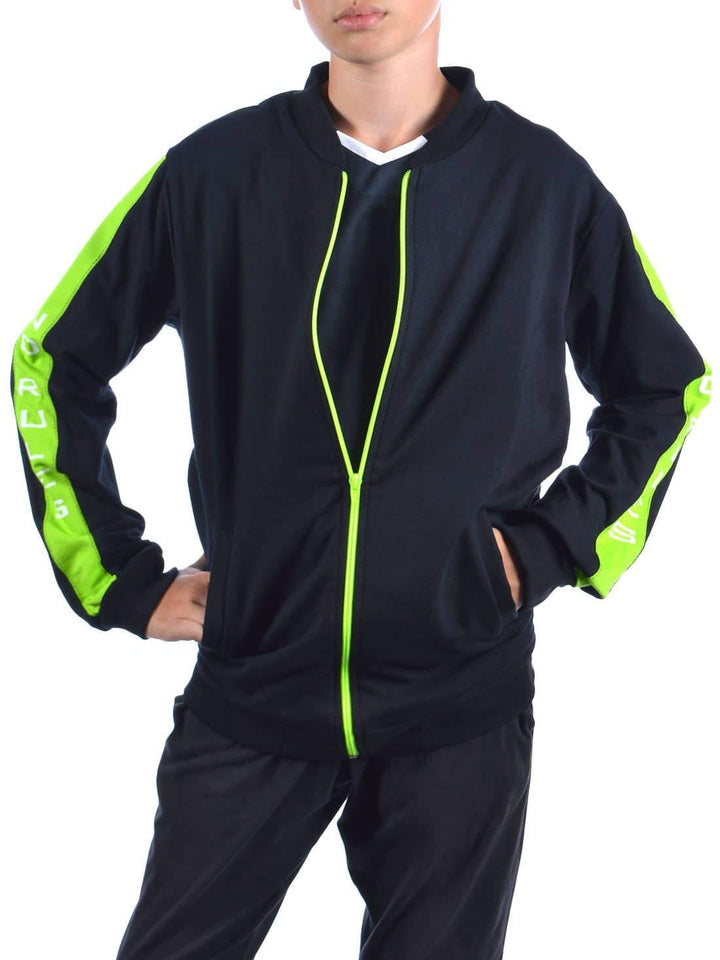 Jungen Kinder Hoodie Pullover Sweatjacke 30238, Schwarz-hellgrün