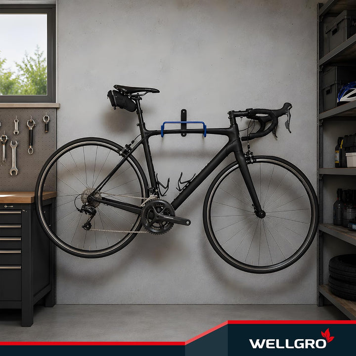 WELLGRO 2x Wand Fahrradhalter - Stahl - Tragkraft bis 30 kg - Wandmontage - Fahrrad Ständer - klappb