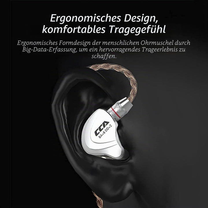 CCA C10 Hybrid-Treiber-In-Ear-Kopfhörer, HiFi-Stereo-Ohrhörer, leistungsstarker Bass, Sport-Headset