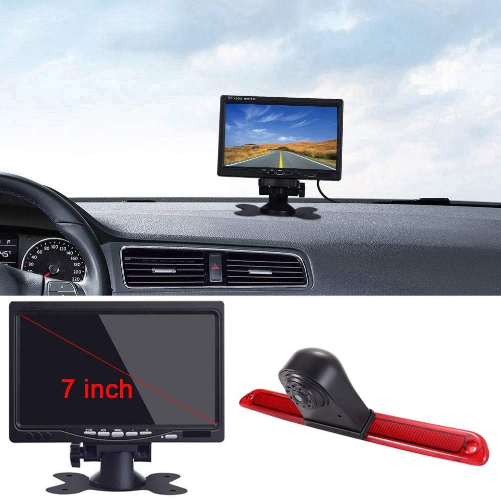 「12mm Objektiv CMOS Rückfahrkamera + 7 Zoll TFT LCD Bildschirm Auto Monitor」Bremsleuchte Auto Dach R